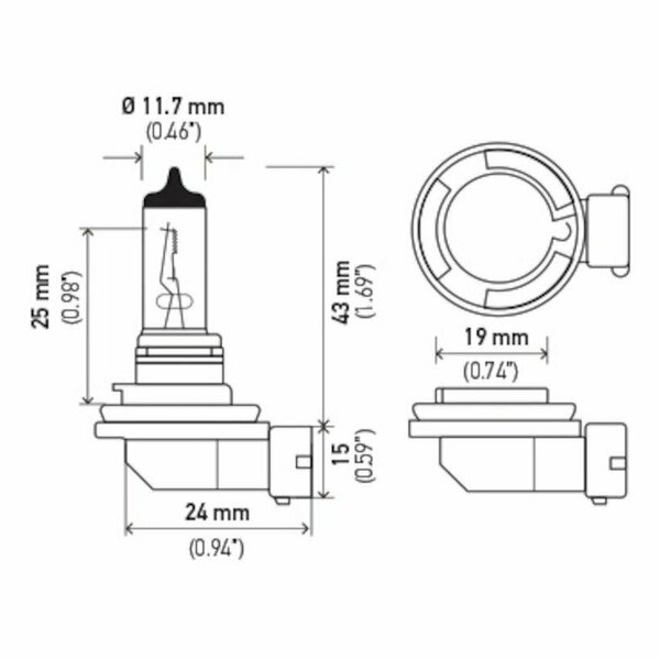 Hella Bulb H11 12V 55W Pgj Bulbs, H11Ll H11LL